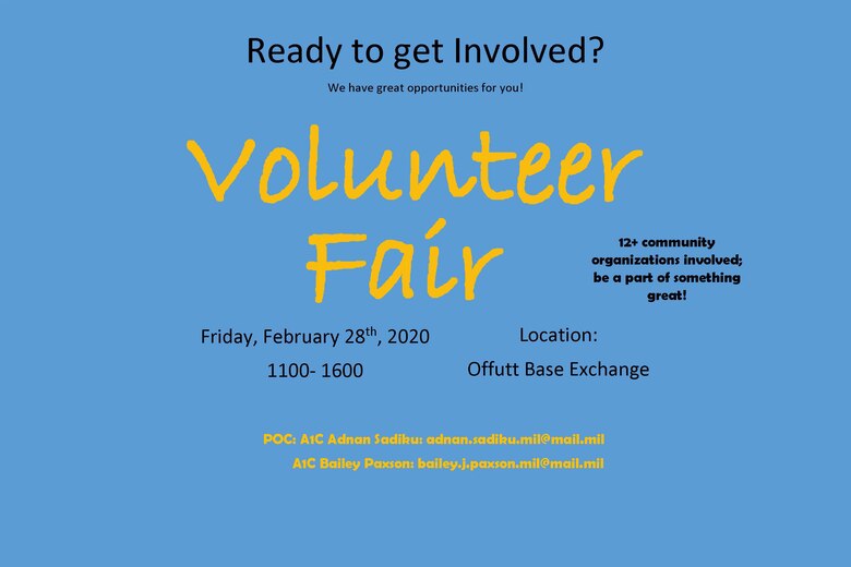 flyer describing volunteer fair at Offutt Air Force Base