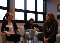 Photo of Leah Esper talk with Team Minot spouses