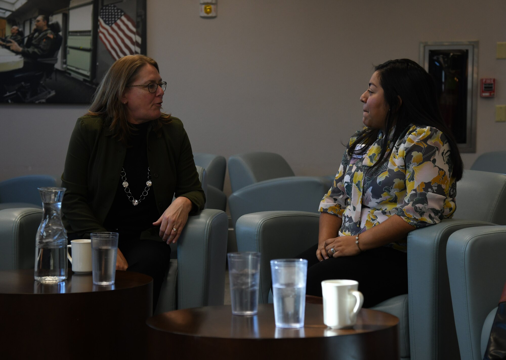 Photo of Leah Esper talk with Team Minot spouses