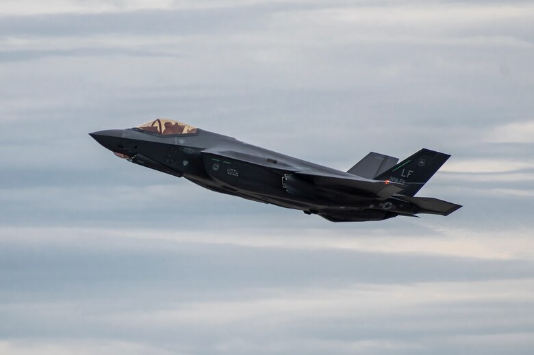 An F-35A Lightning II from Luke Air Force Base, Arizona, takes off from Dover AFB, Delaware, Feb. 19, 2020. Two F-35As recently returned from participating in the HX Challenge held near Tampere, Finland. During the HX Challenge, five different aircraft were tested for seven days, in Finnish weather conditions, to assess their ability to replace the current fleet of Finnish air force FA-18C and FA-18D Hornets. (U.S. Air Force photo by Senior Airman Christopher Quail)