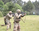 Soldiers from the 220th Military Police Company of the Colorado National Guard conduct a weapons qualification range with the Slovenian Armed Forces and Soldiers from the 174th Air Defense Artillery Brigade of the Ohio National Guard June 5, 2019 in Divaca, Slovenia. The range was in addition to joint marksmanship training that included firearms techniques such as assuming a good firing stance and performing tactical reloads. (U.S. Army photo by Sgt. Erica Earl)