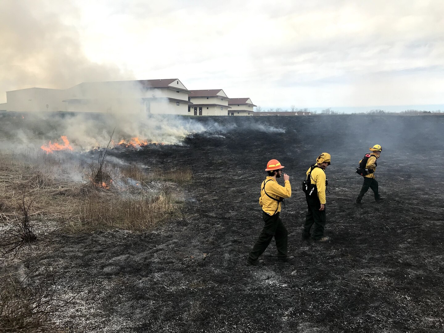 Environmental staff and contractors assigned to Fort Custer Training Center (FCTC), Michigan Army National Guard, Augusta, Mich., conduct prescribed burns Oct. 24, 2019. The controlled burn is one way Fort Custer preserves, protects and restores environmental quality and promotes eco-friendly stewardship.
