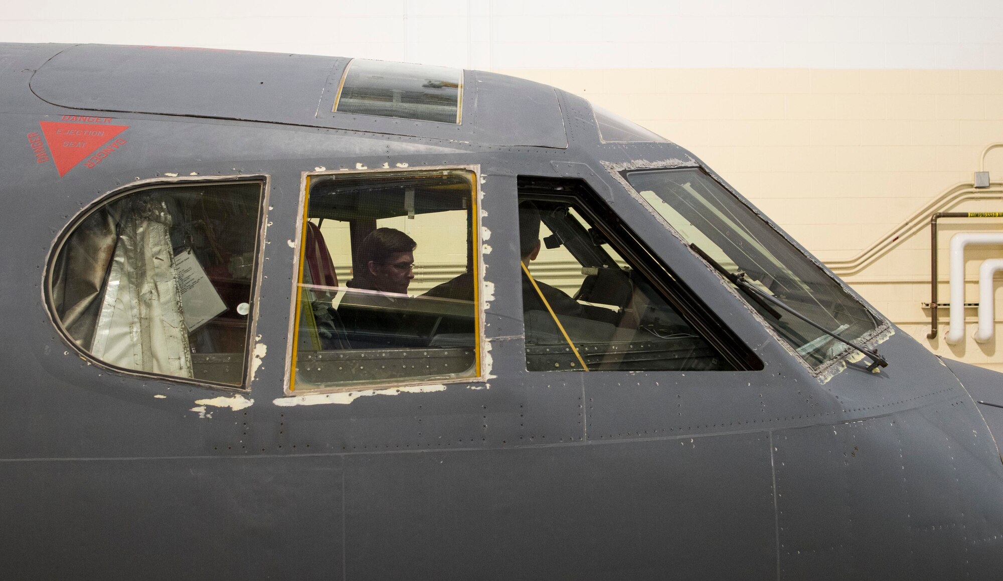 Secretary of Defense Mark Esper tours a B-52H Stratofortress