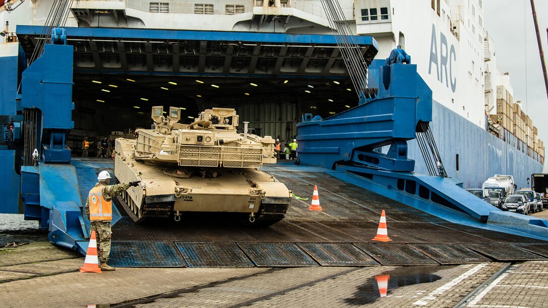 DEFENDER-Europe 20 equipment arrives at Bremerhaven, Germany