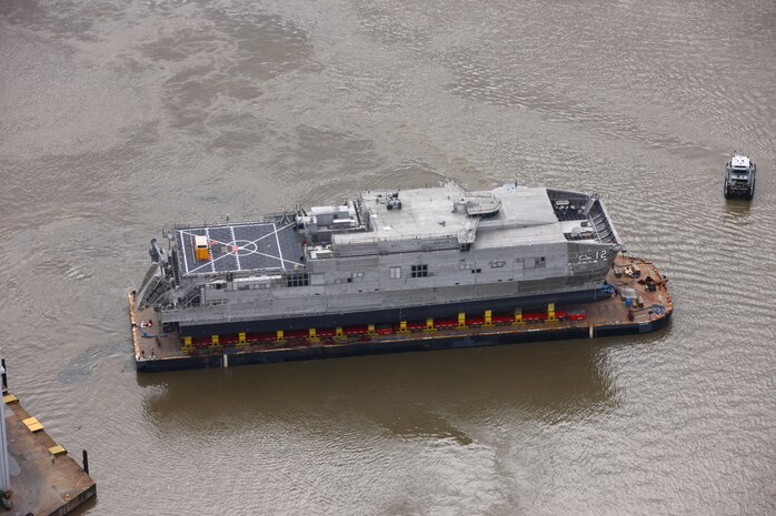 The U.S. Navy’s 12th Expeditionary Fast Transport (EPF) vessel, the future USNS Newport (EPF 12), was launched at Austal USA’s shipyard, Feb. 20.