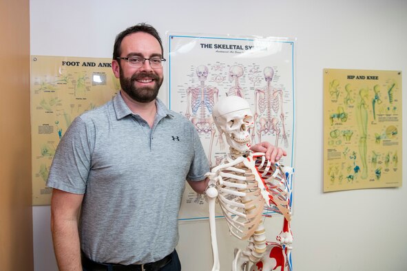 The Air Force Medical Service recognized Jason Wheeler, 559th Medical Squadron Diagnostics and Therapeutics Flight physical therapist, as its Biomedical Clinician Civilian of the Year for 2019. (Photo by Sabrina Fine)