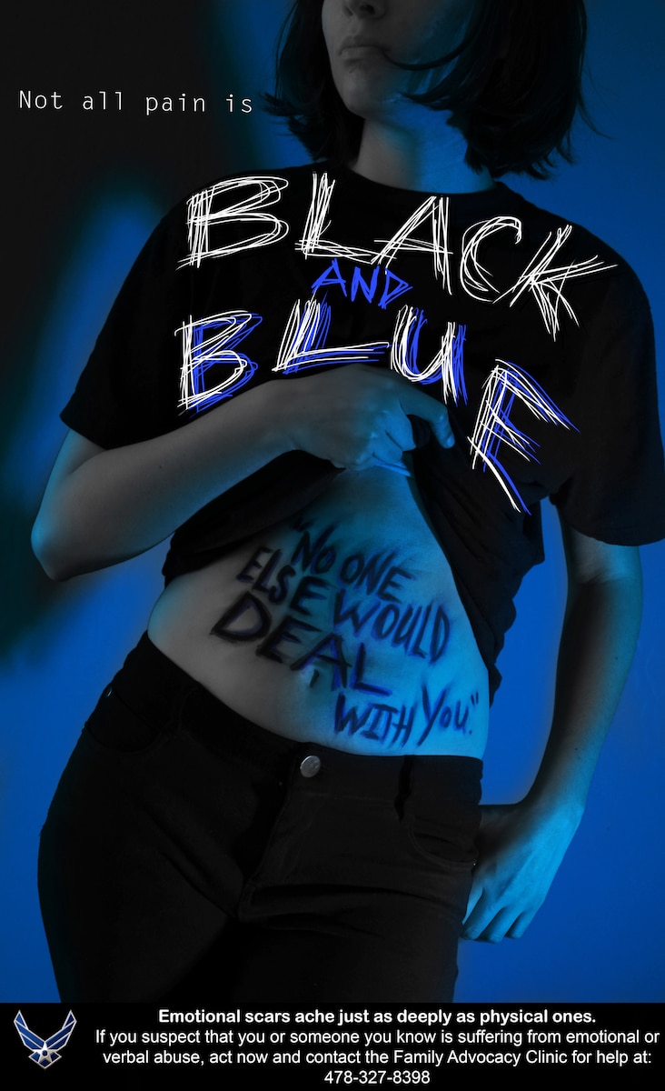 Photo illustration has a young teen holding shirt up with the words "No one else would deal with you" on the stomach, and the illustration says "Not all wounds are Black and Blue."