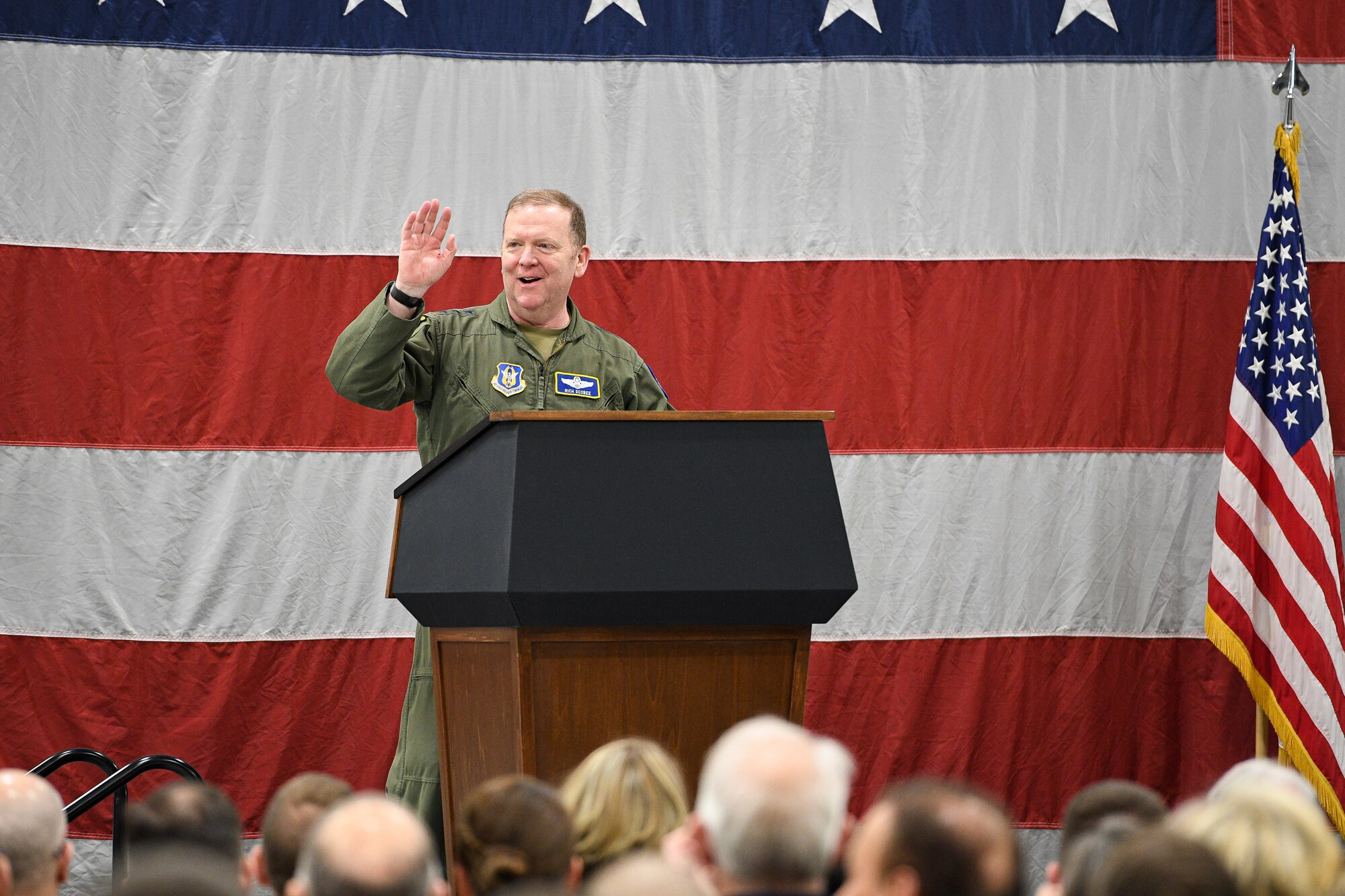 Lt. Gen. Richard W. Scobee, Air Force Reserve Command commander and chief of the Air Force Reserve, speaks at a Full Warfighting Capability Ceremony at Hill Air Force Base, Utah
