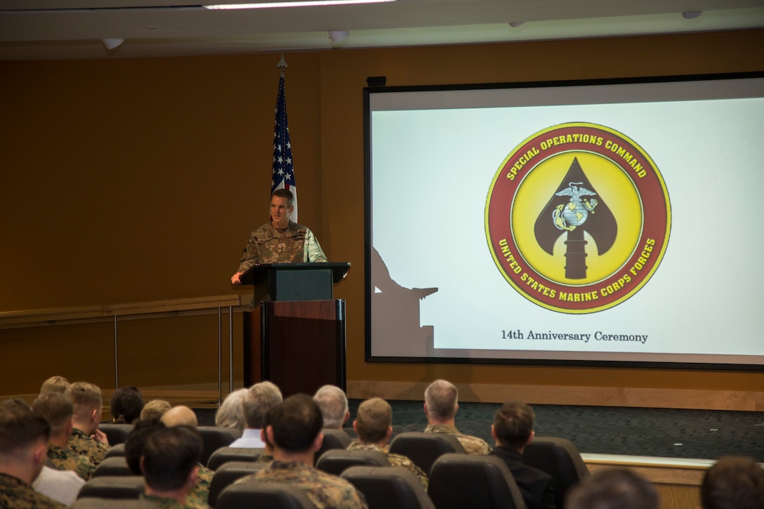 Marine Forces Special Operations Command celebrated its 14th anniversary with a Battle Colors Rededication ceremony at Marine Corps Base Camp Lejeune, N.C, Feb. 21.