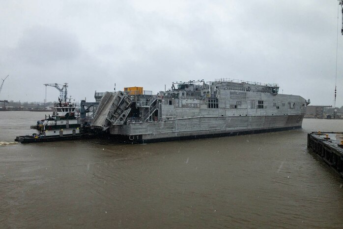 The U.S. Navy's 12th Expeditionary Fast Transport (EPF) vessel, the future USNS Newport (EPF 12), was launched at Austal USA's shipyard in Mobile, Alabama, Feb. 20.