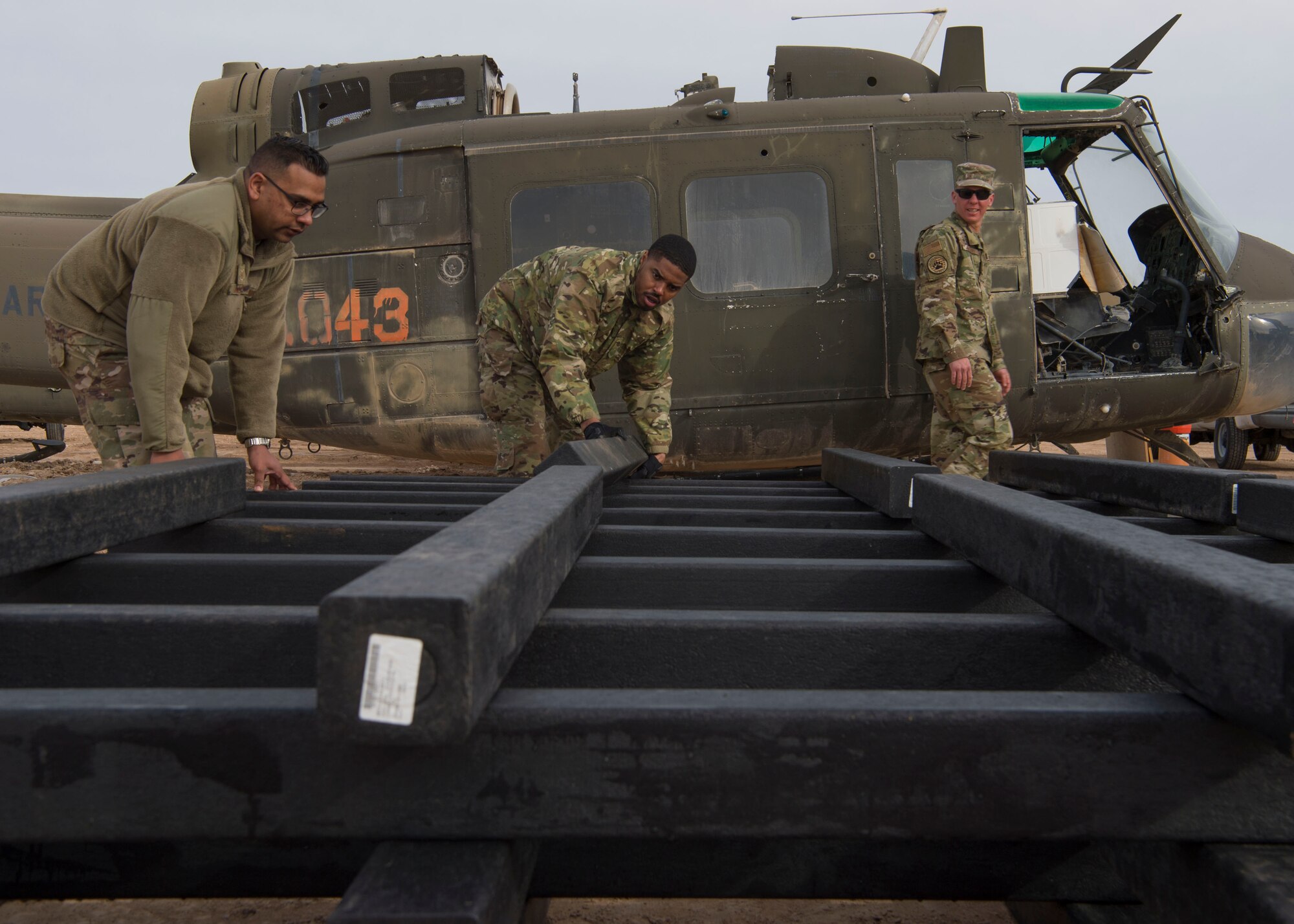 49th EMS and 49th CES perform lift training on aircraft