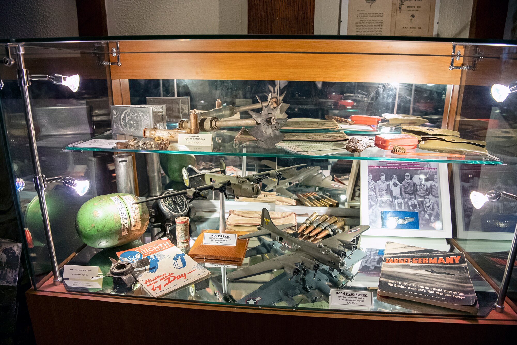 World War Two memorabilia, rests in a case during the 501st Combat Support Wing annual awards ceremony, at RAF Alconbury, England, Feb. 21, 2020. The 501st CSW family came together to celebrate the Pathfinders that went above and beyond in the year of 2019. (U.S. Air Force photo by Senior Airman Eugene Oliver)