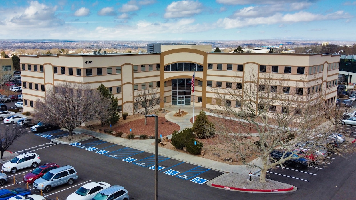 Aerial view of the Albuquerque District office building, Feb. 12, 2020. Photo by David Abbott.