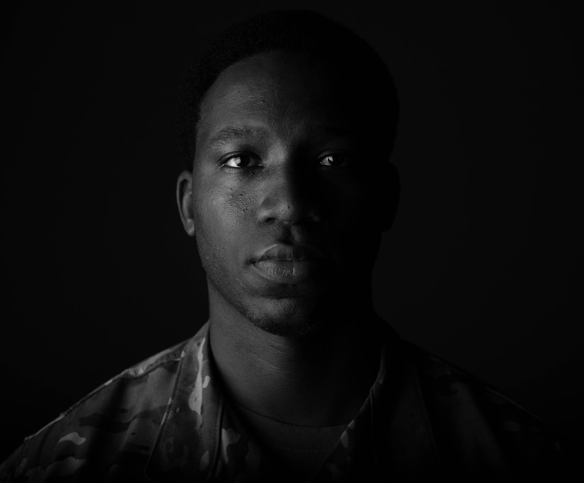 U.S. Air Force Staff Sgt. Eddie Yates, 438th Supply Chain Operation Squadron mission capable technician, poses for a photo at Joint Base Langley-Eustis, Virginia, Feb. 24, 2020. Yates was the first of his siblings to graduate high school and attend college. (U.S. Air Force photo by Airman 1st Class Marcus Bullock)