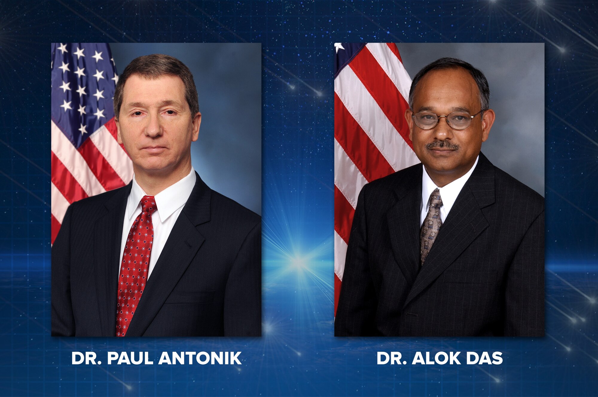 Dr. Alok Das, the director of AFRL’s Center for Rapid Innovation (CRI) and Dr. Paul Antonik, the chief scientist for AFRL’s Information Directorate, received the Presidential Rank Award for their sustained accomplishments, exemplary public service and long-term dedication to the mission during the PRA Leadership Summit Dec. 17 in Washington, D.C. (Courtesy photo illustration)