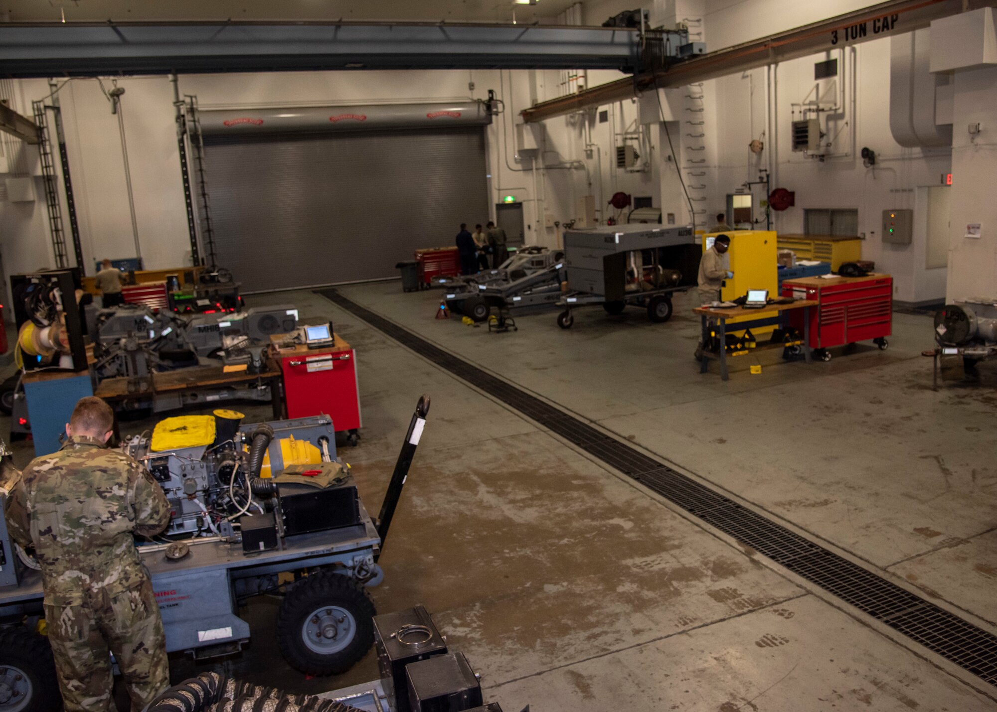 35th Maintenance Squadron aerospace ground equipment Airmen conduct inspections, troubleshooting and maintenance on equipment at Misawa Air Base, Japan, Feb. 25, 2020. The AGE flight is responsible for more than 500 pieces of equipment they must maintain and repair to ensure the F-16 Fighting Falcons are ready for flight. (U.S. Air Force photo by Airman 1st Class China M. Shock)