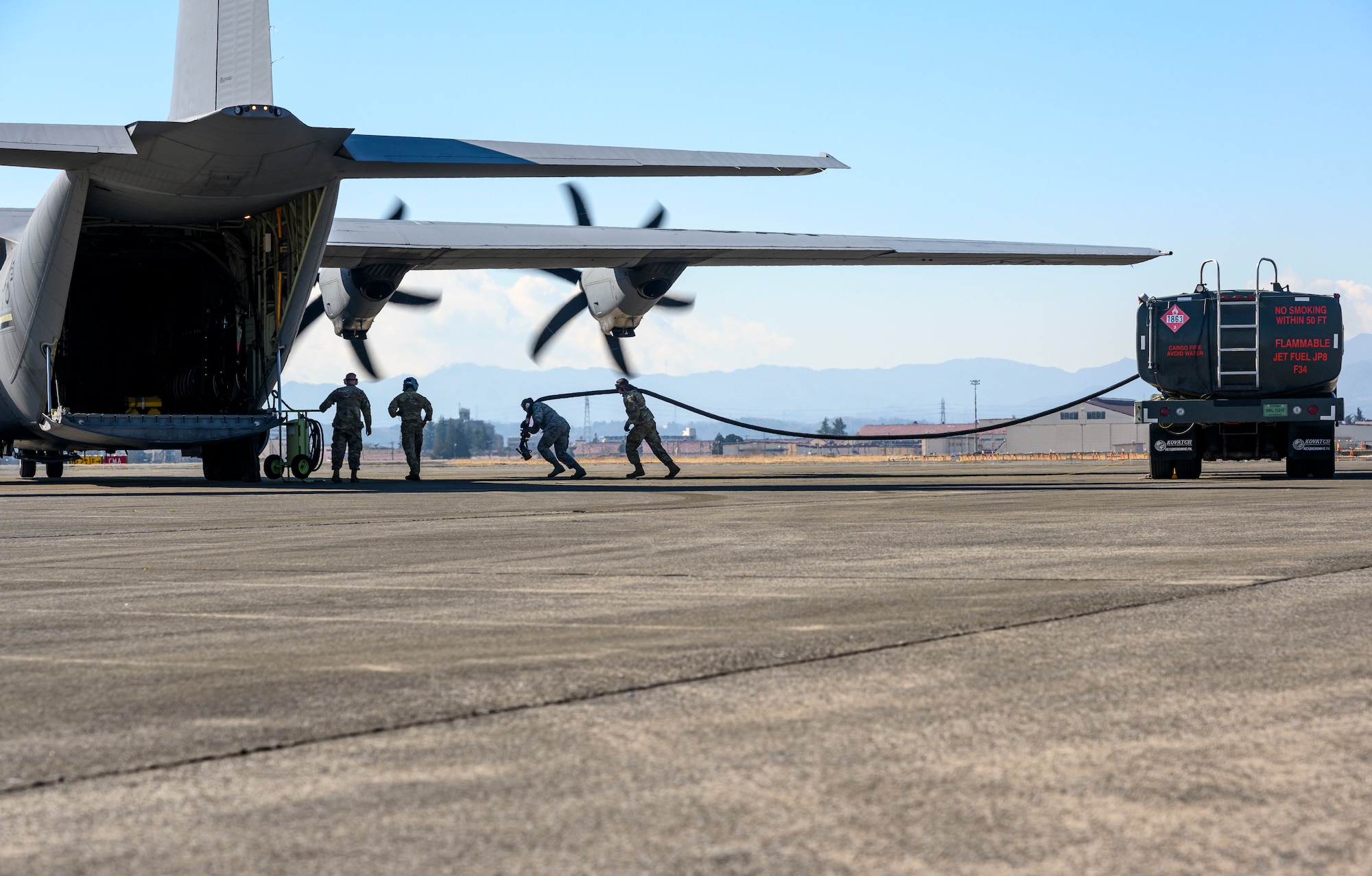 Airmen from the 35th Fighter Wing integrated with units from Little Rock Air Force Base, Arkansas, and Yokota Air Base, Japan, for Total Force cooperation event aimed at Agile Combat Employment development at Yokota Air Base, Feb.12-13.