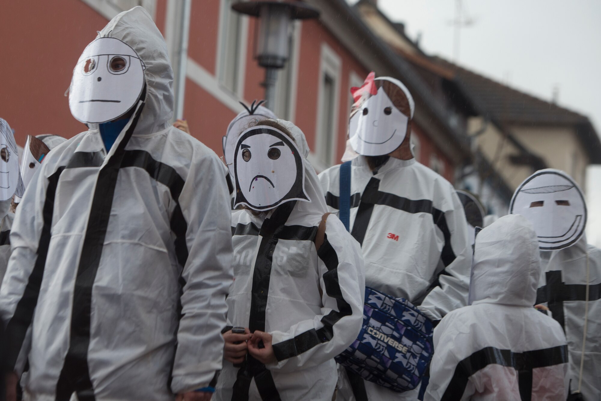 People participate in a Fasching parade.
