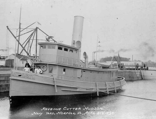 A scan of a photograph of the Revenue Cutter HUDSON