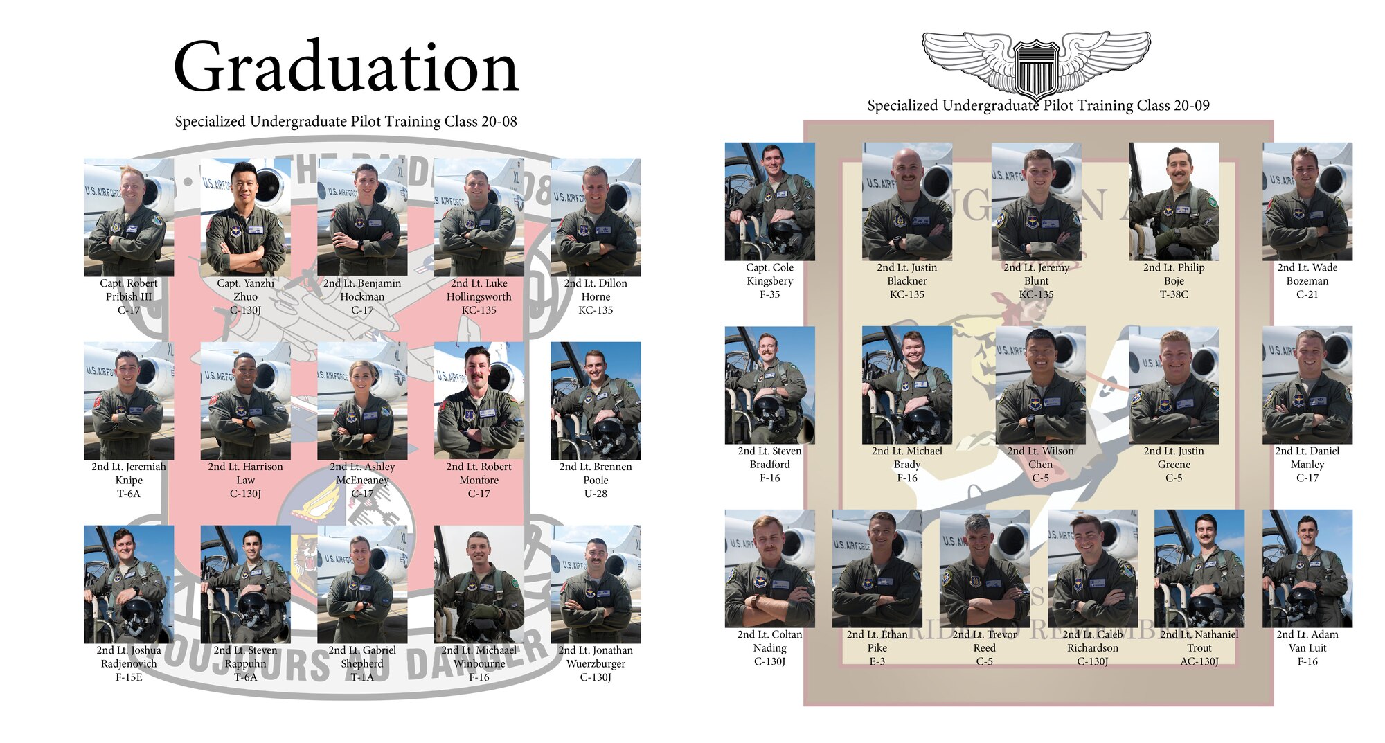 All Laughlin members are invited to attend Specialized Undergraduate Pilot Training Class 20-08 and 20-0’s graduation ceremony at 10 a.m., Feb. 28, 2020, in Anderson Hall, here. (U>S. Air Force graphic by Staff Sgt. Benjamin N. Valmoja)