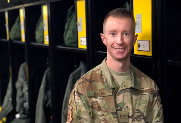Tech. Sgt. Dakota Lujan, NCOIC of the Aircrew Flight Equipment shop in the 419th Operations Support Flight