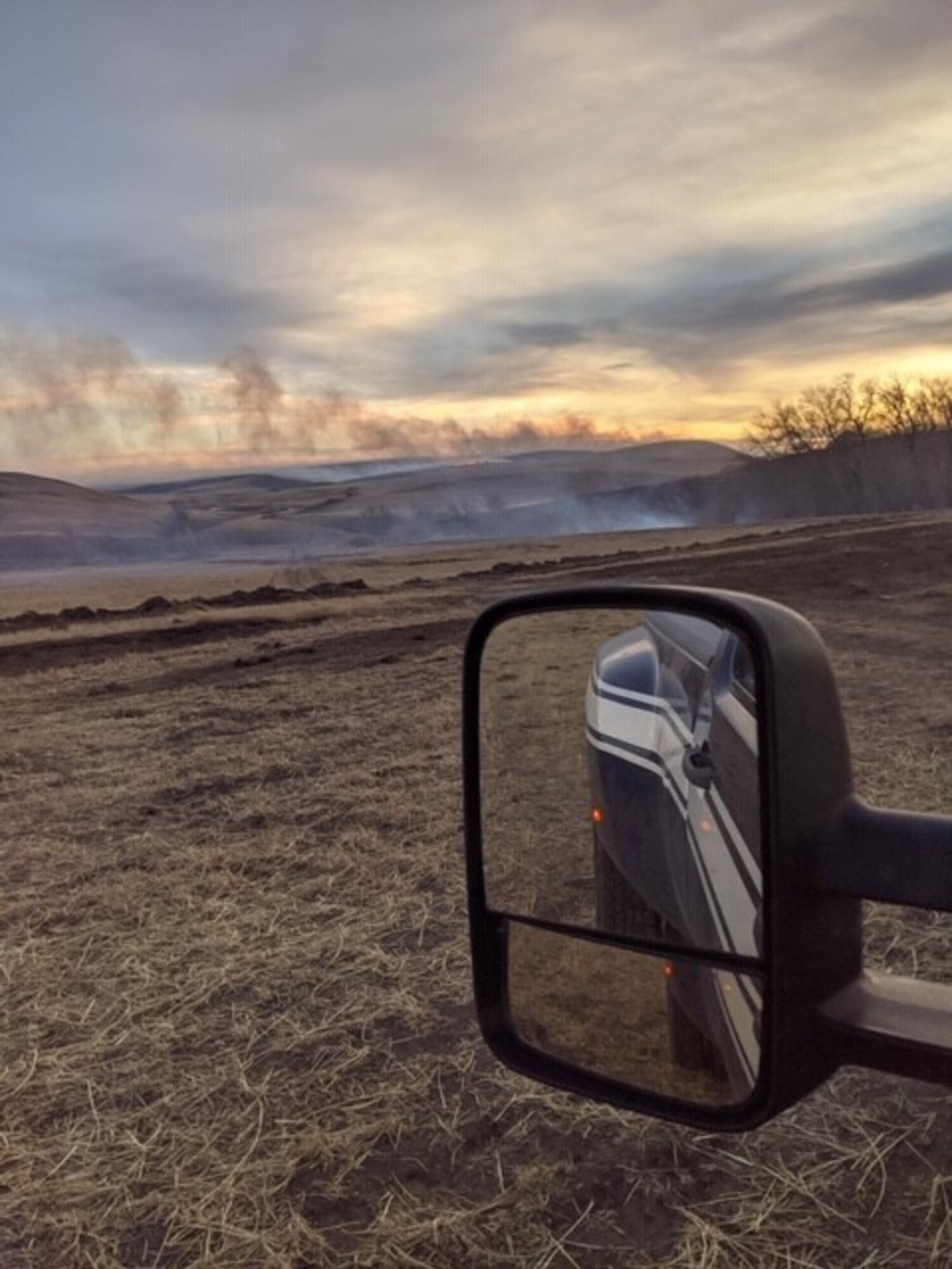 The fire department was dispatched at the request of the Montana Department of Natural Resources and Conservation with a volunteer fire department to support a fast-moving grass fire north of Geyser, Montana, Feb. 1, 2020.