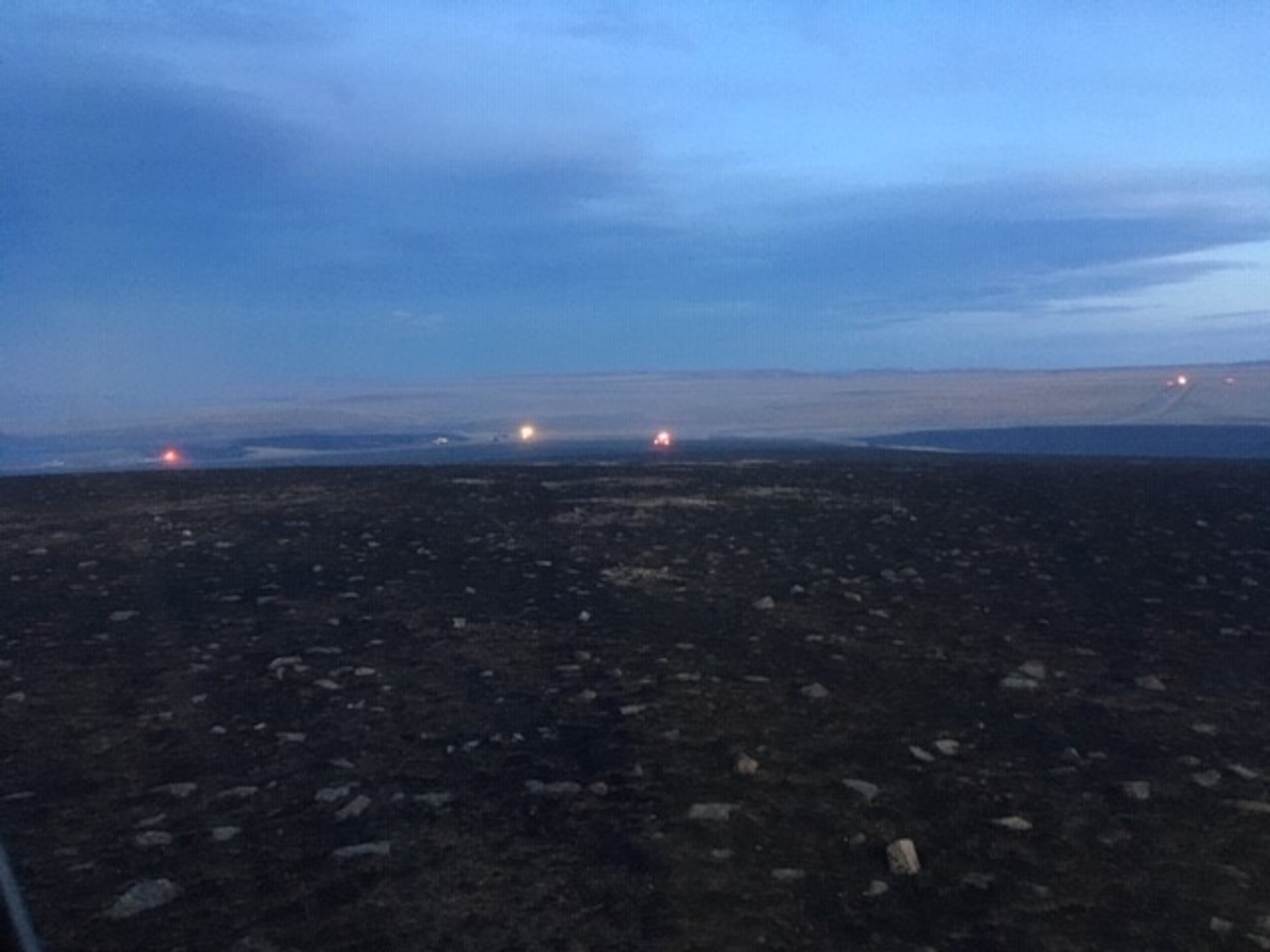 The fire department was dispatched at the request of the Montana Department of Natural Resources and Conservation with a volunteer fire department to support a fast-moving grass fire north of Geyser, Montana, Feb. 1, 2020.