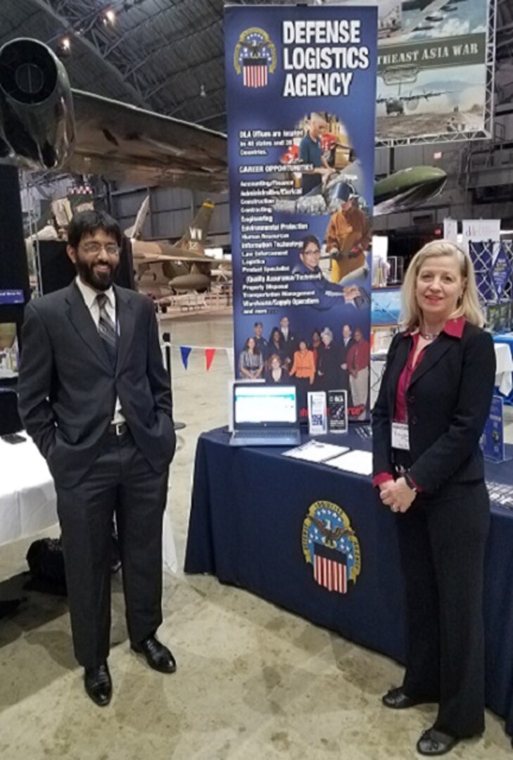 Brenda Minnema and Adil Zuber from DLA Land and Maritime participate in the Workforce We Need Summit, Feb. 24 at National Museum of the U.S. Air Force.