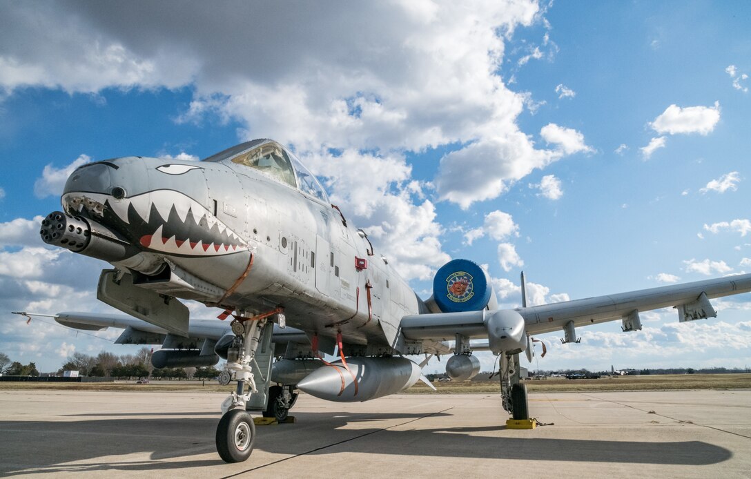 Numerous A-10C Thunderbolt II assigned to the 23d Wing, Moody Air Force Base, Ga., park on the south ramp, Dover AFB, Delaware on Jan. 8, 2020. The aircraft and support personnel made a pit stop at Dover AFB. (U.S. Air Force photo by Roland Balik)