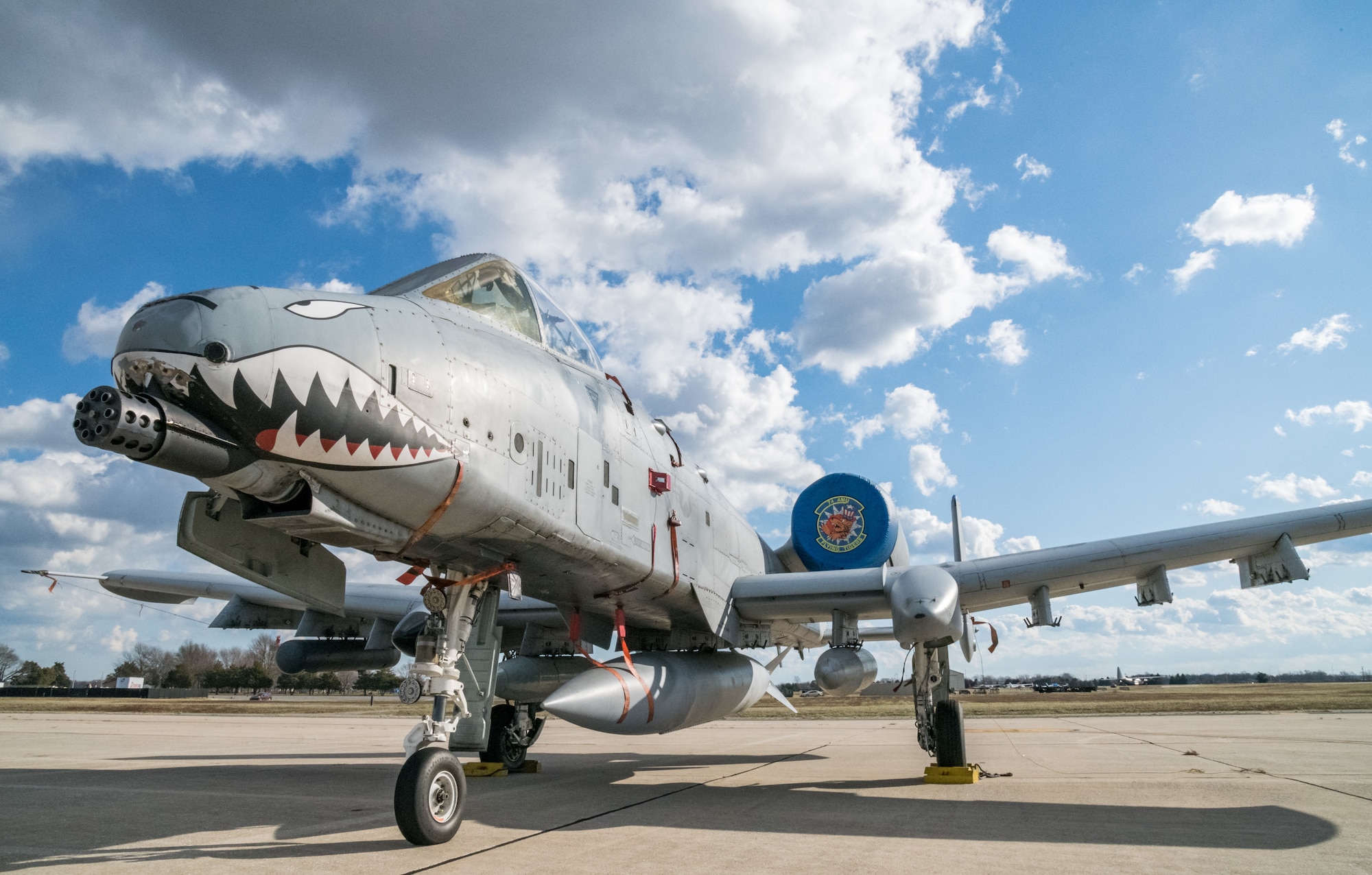 Numerous A-10C Thunderbolt II assigned to the 23d Wing, Moody Air Force Base, Ga., park on the south ramp, Dover AFB, Delaware on Jan. 8, 2020. The aircraft and support personnel made a pit stop at Dover AFB. (U.S. Air Force photo by Roland Balik)