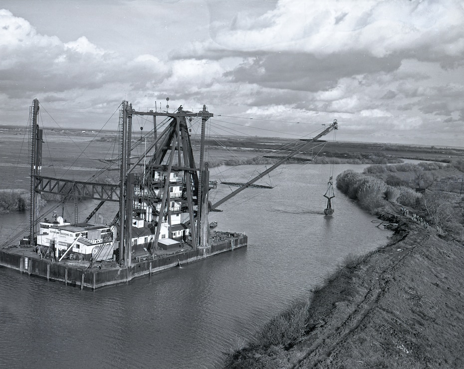 Flood Fight Barge in the Delta 1964