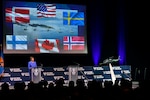 Secretary of the Air Force Barbara Barrett delivers remarks during the Air Force Association’s Air Warfare Symposium in Orlando, Fla., Feb. 27, 2020. The three-day event is a professional development forum that offers the opportunity for Department of Defense personnel to participate in forums, speeches, seminars and workshops with defense industry professionals. (U.S. Air Force photo by Wayne Clark)