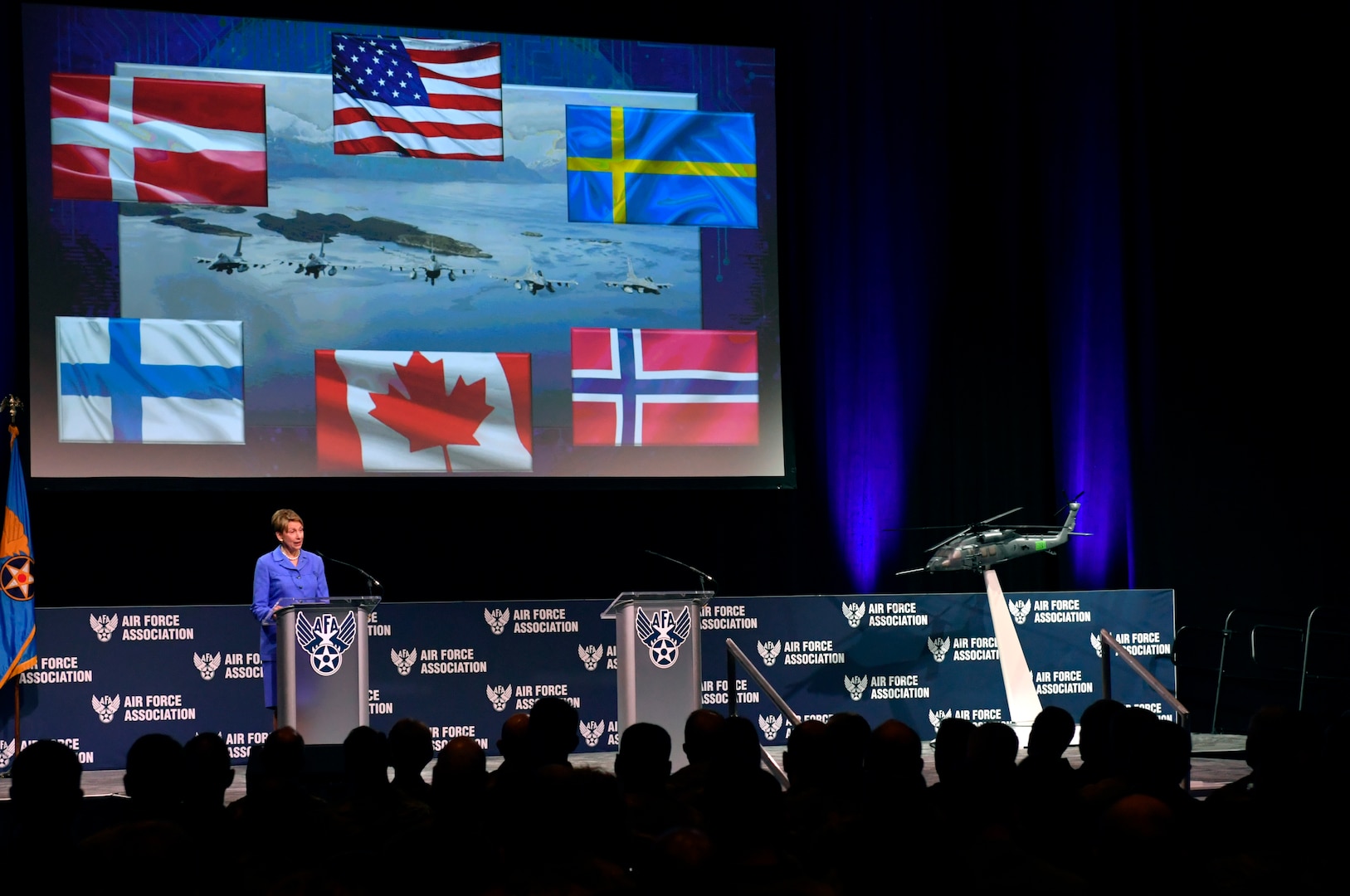 Secretary of the Air Force Barbara Barrett delivers remarks during the Air Force Association’s Air Warfare Symposium in Orlando, Fla., Feb. 27, 2020. The three-day event is a professional development forum that offers the opportunity for Department of Defense personnel to participate in forums, speeches, seminars and workshops with defense industry professionals. (U.S. Air Force photo by Wayne Clark)