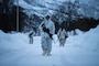 U.S. Marines participate in a foot patrol during cold-weather training at Bjerkvik, Norway, Feb. 23.