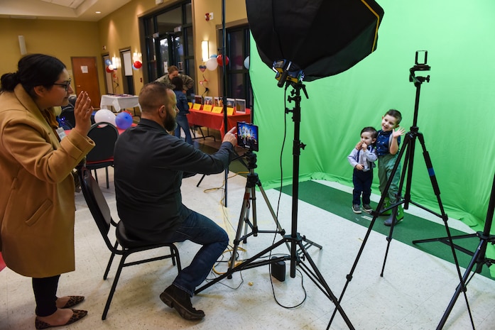 Siblings Eli and Noah Falls, "Little Heroes", pose for a photo at Joint Base Charleston, S.C., Feb. 27, 2020.