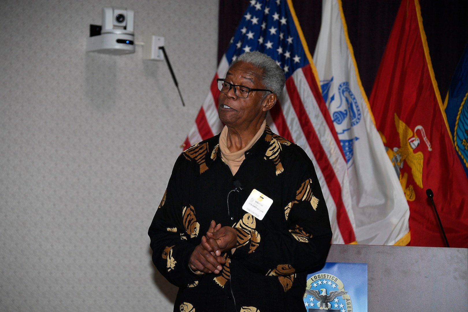 Guest speaker Benjamin Wilson, an emeritus professor and former director of Africana Studies at Western Michigan University, talks about Battle Creek abolitionists like Perry Sanford.