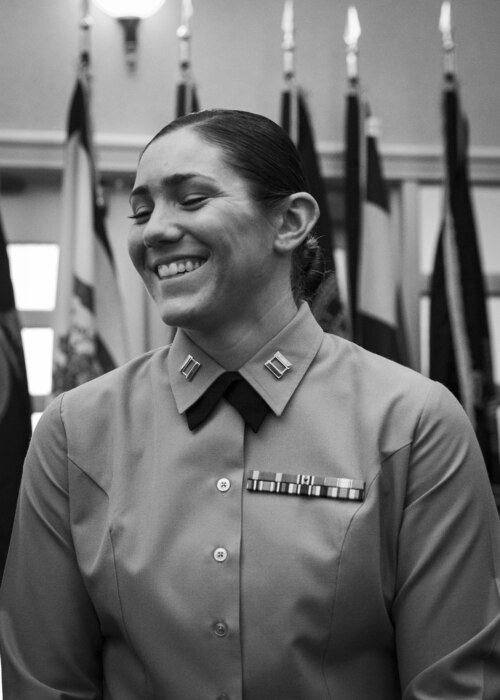 U.S. Marine Capt. Kate J. Herren, with 12th Marine Corps District, is awarded Athlete of the Year from the All-Marine Rugby Team at the Commandant of the Marine Corps Combined Awards Ceremony at The Clubs at Quantico, Marine Corps Base Quantico, Va., Jan. 22, 2020. This ceremony originated in 1995 recognizing top recruiters, instructors, and the command with the highest combined physical and combat fitness performance. (U.S. Marine Corps photo by Cpl. Mikayla R. Perez)