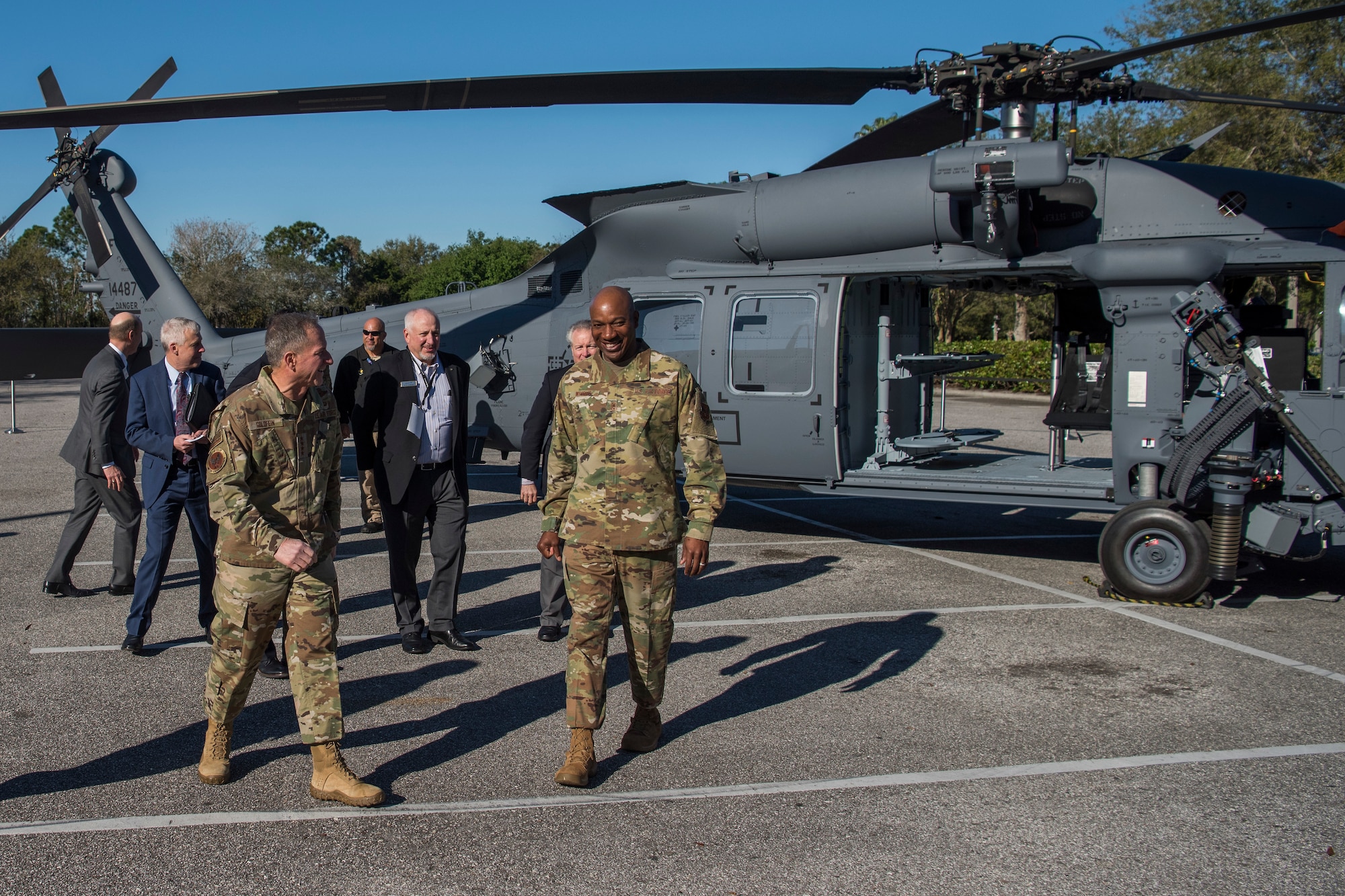 CSAF and CMSAF after touring the new HH-60W combat rescue helicopter