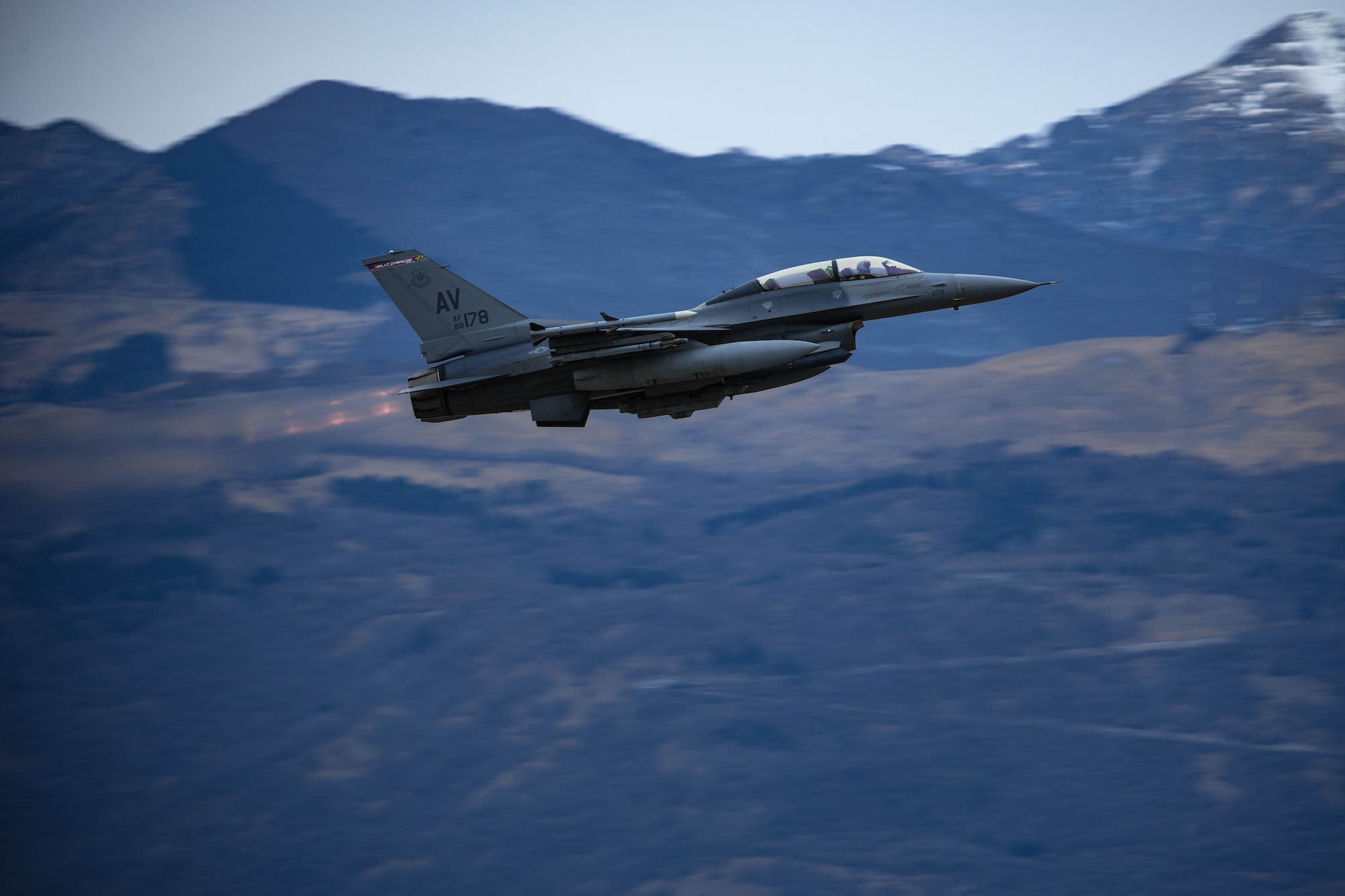 An F-16 Fighting Falcon takes off
