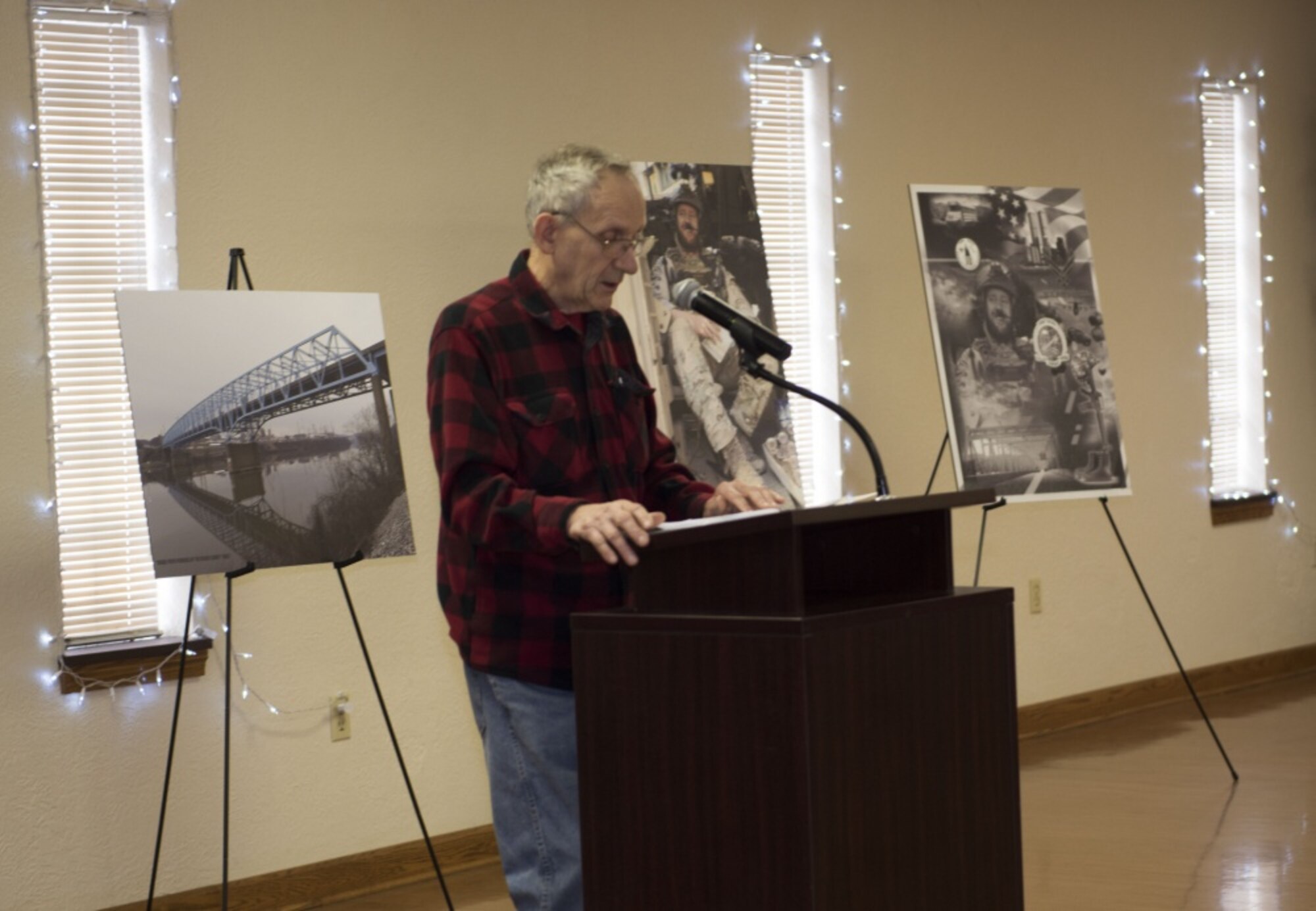 Ron Bogolea, grandfather of fallen Special Tactics combat controller Staff Sgt. Dylan Elchin speaks at a memorial bridge renaming ceremony in Rochester, Pa. Feb. 29, 2020. The newly named “USAF Combat Controller Staff Sgt. Dylan Elchin Memorial Bridge” honors Elchin who was killed in action alongside two U.S. Army Special Forces members when their vehicle struck an improvised explosive device in Ghazni Province, Afghanistan, Nov. 27, 2018.