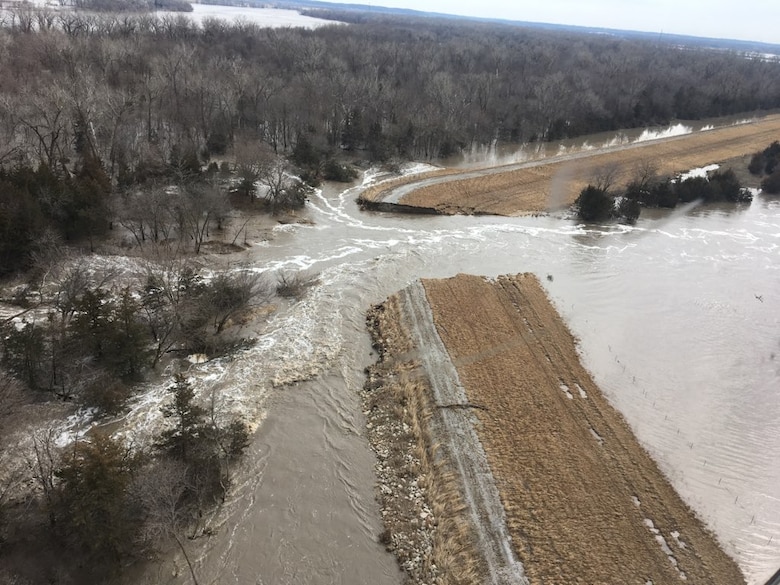 The breach on the Clear Creek Levee System along the Platte River March 17.