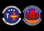 Graphic containing unit patches of the medical squadrons of the 403rd Wing, the 403rd Aeromedical Staging Squadron and the 36th Aeromedical Evacuation Squadron (U.S. Air Force graphic by Jessica L. Kendziorek)