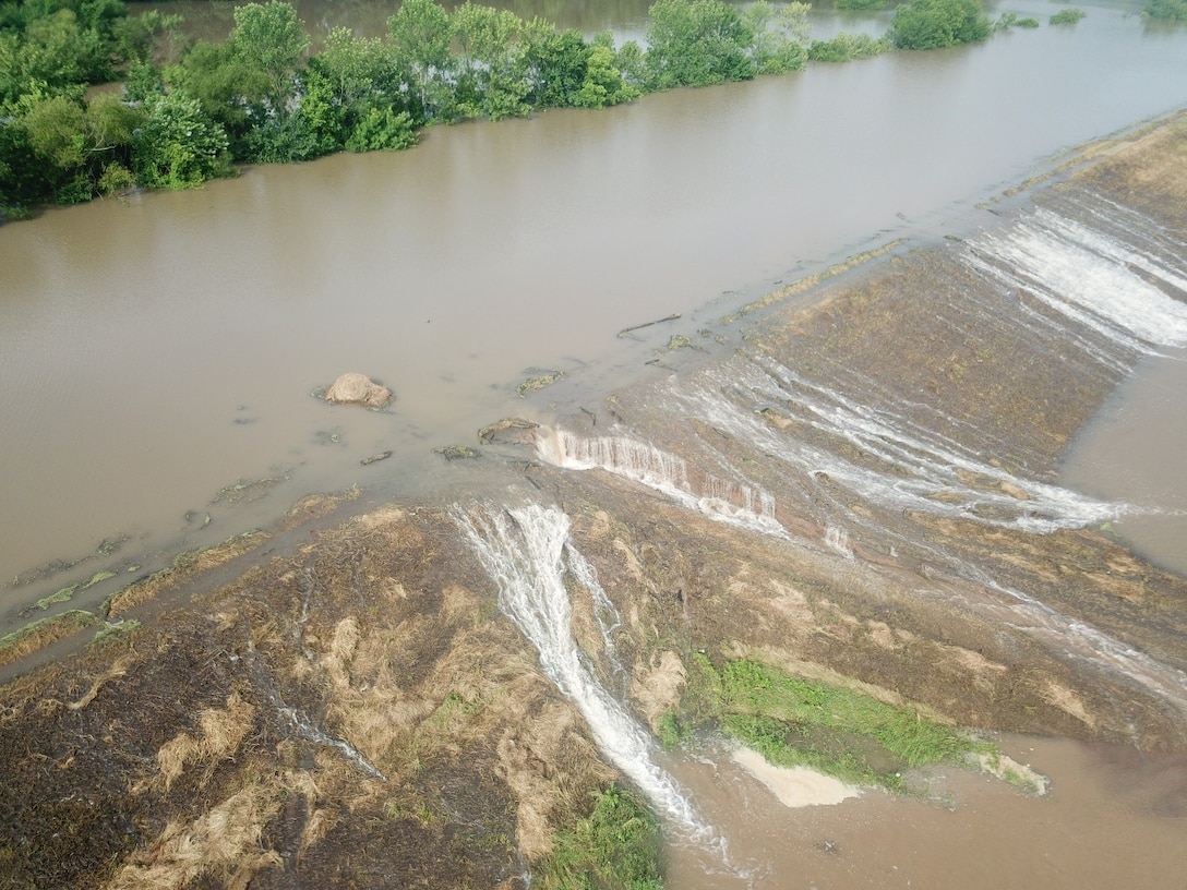 Six Mile Diversion Levee after Spring 2019 Arkansas River Flood.