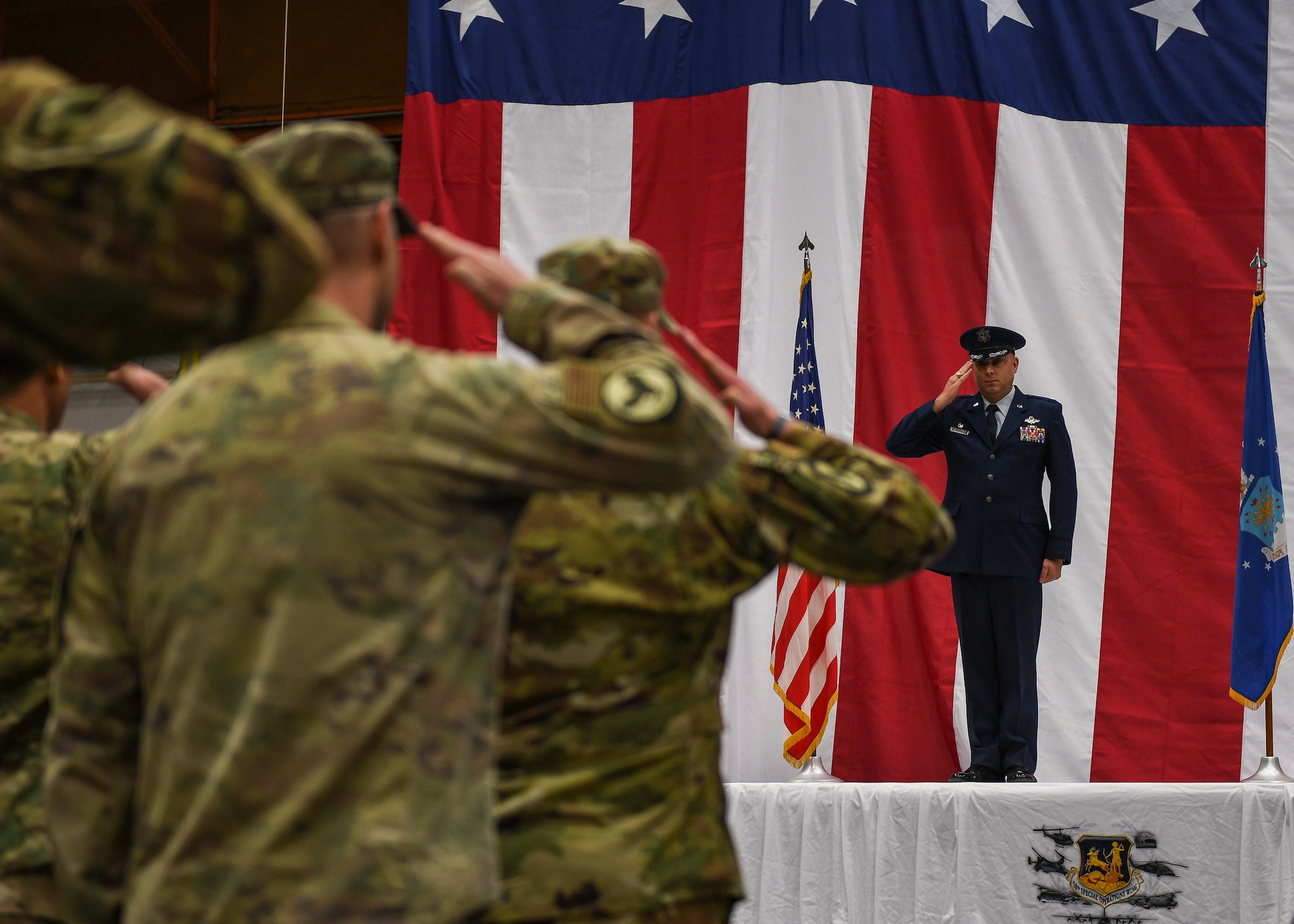 Commander receives his final salute from his Airmen.