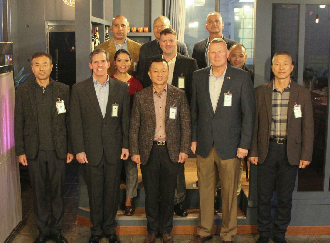 Commander of Marine Corps Forces Korea Maj. Gen. Bradley S. James attends a dinner with his ROK counterparts, aboard Camp. Mujuk, Jan. 6. The dinner was held to build and strengthen the ROK, U.S. alliance. (U.S. Marine Corps photo by Capt. Edward Pingel)