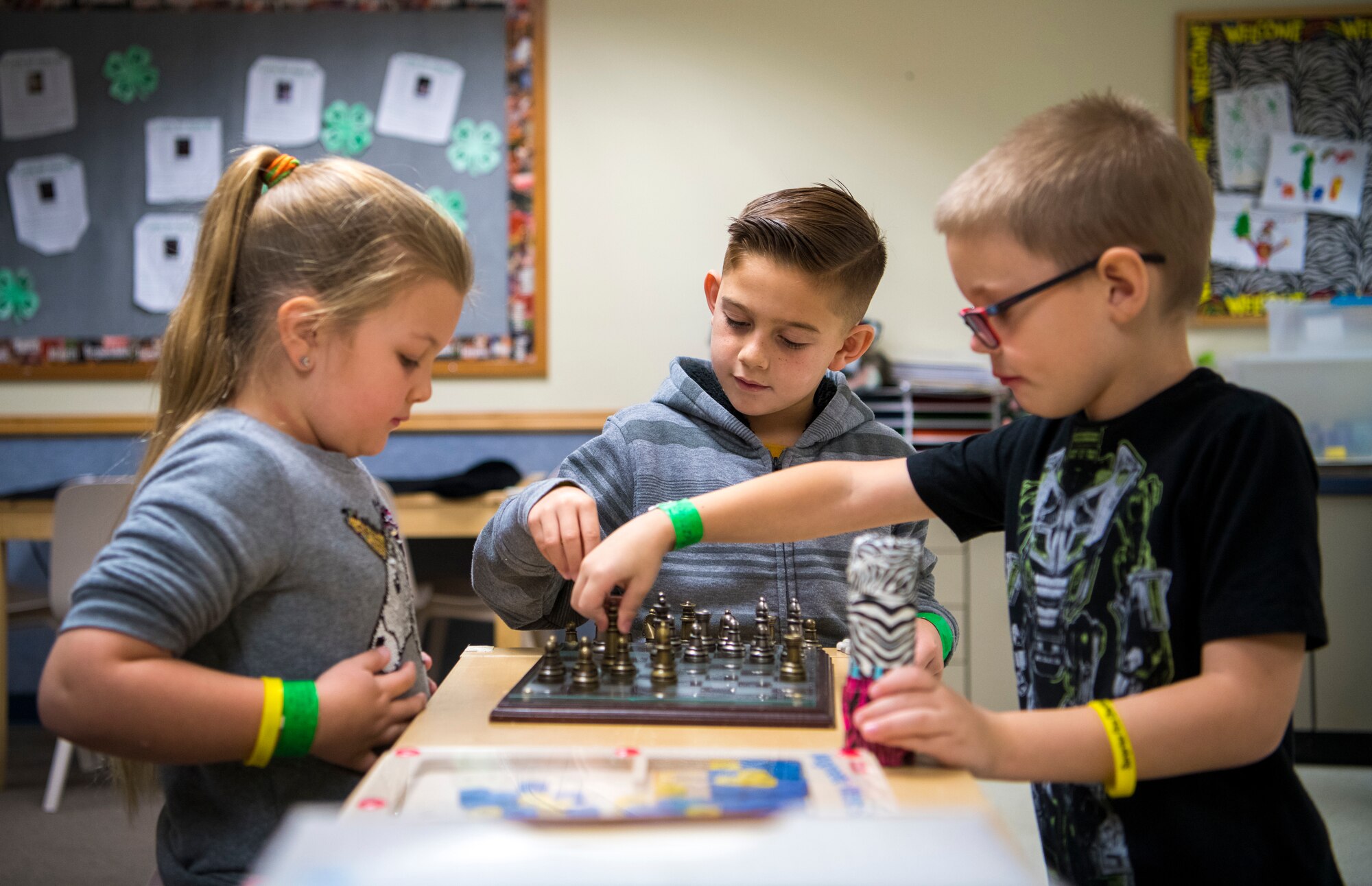 Students from Dysart Unified School District play chess during the Youth Center Winter Break Camp Dec. 31, 2019, at Luke Air Force Base, Ariz.
