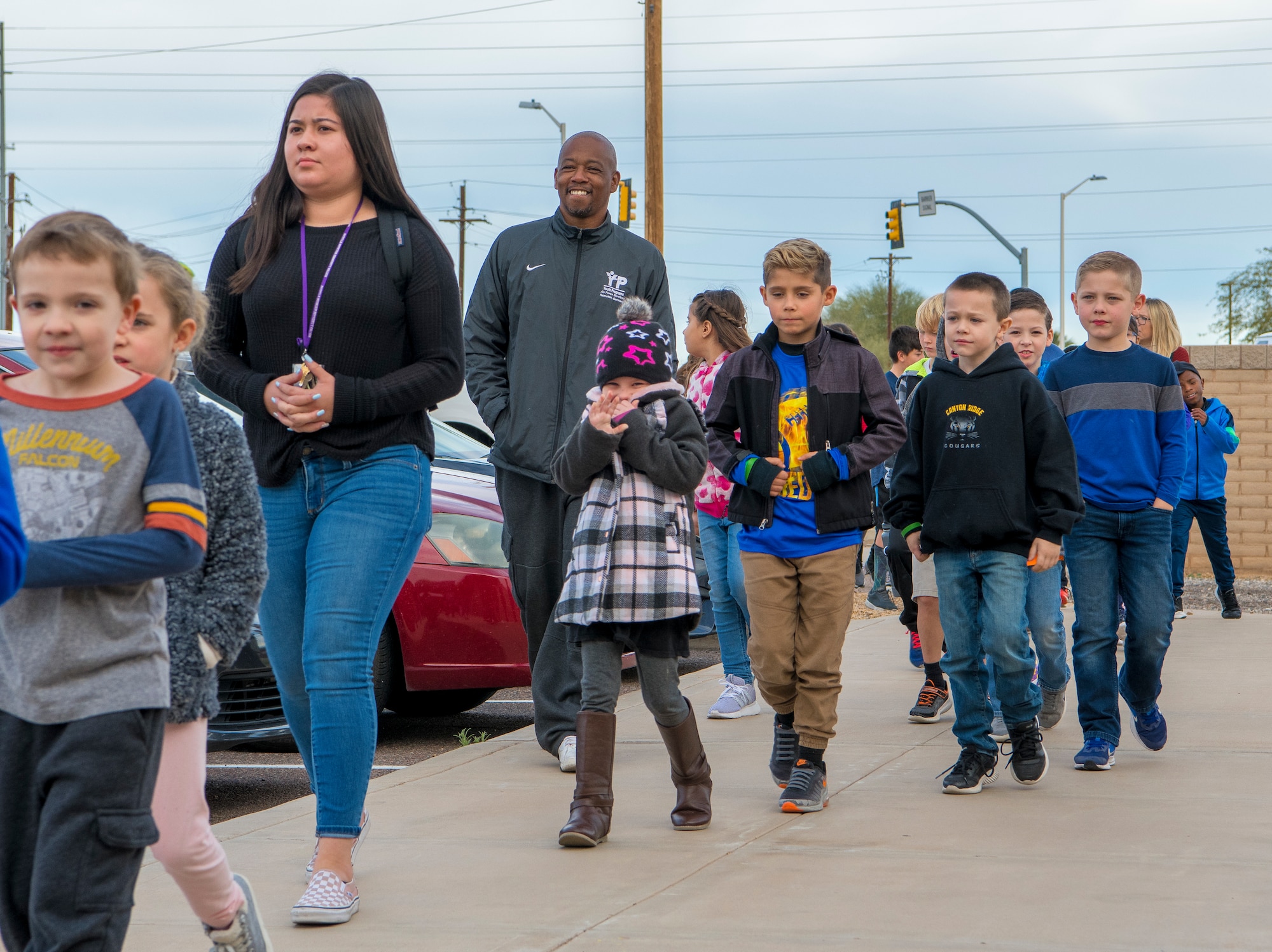 Students from Dysart Unified School District arrive at the Youth Center to attend the Winter Break Camp, Dec. 31, 2019, Luke Air Force Base, Ariz.