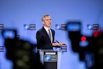 NATO Secretary General Jens Stoltenberg tells reporters that the alliance will suspend training Iraqi forces until the situation in the country stabilizes.