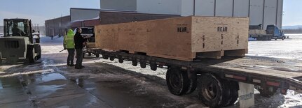 Airmen with the 109th Airlift Wing's Logistical Readiness Squadron, New York National Guard, designed and built new crates to carry 25-foot-long skis the wing's LC-130s use to land on snow and ice in the Arctic and Antarctic, to replace older versions that were no longer serviceable. A crate is shown at Stratton Air National Guard Base, Scotia, N.Y., in December 2019.