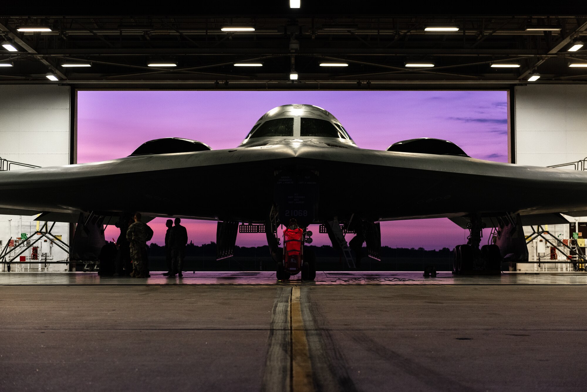 A B-2 Spirit aircraft is prepped for launch